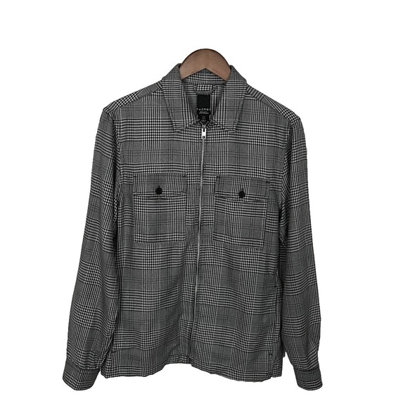 H&M Other - H&M MEN'S BLACK CHECKED ZIP-UP SHIRT JACKET - SIZE SMALL